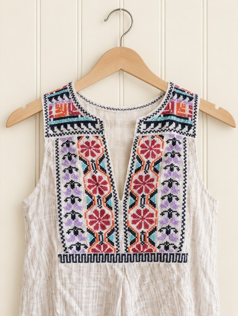 Anthropologie Tank Top Boho Sheer Embroidered Petra Floreat Bohemian Size 2 NEW